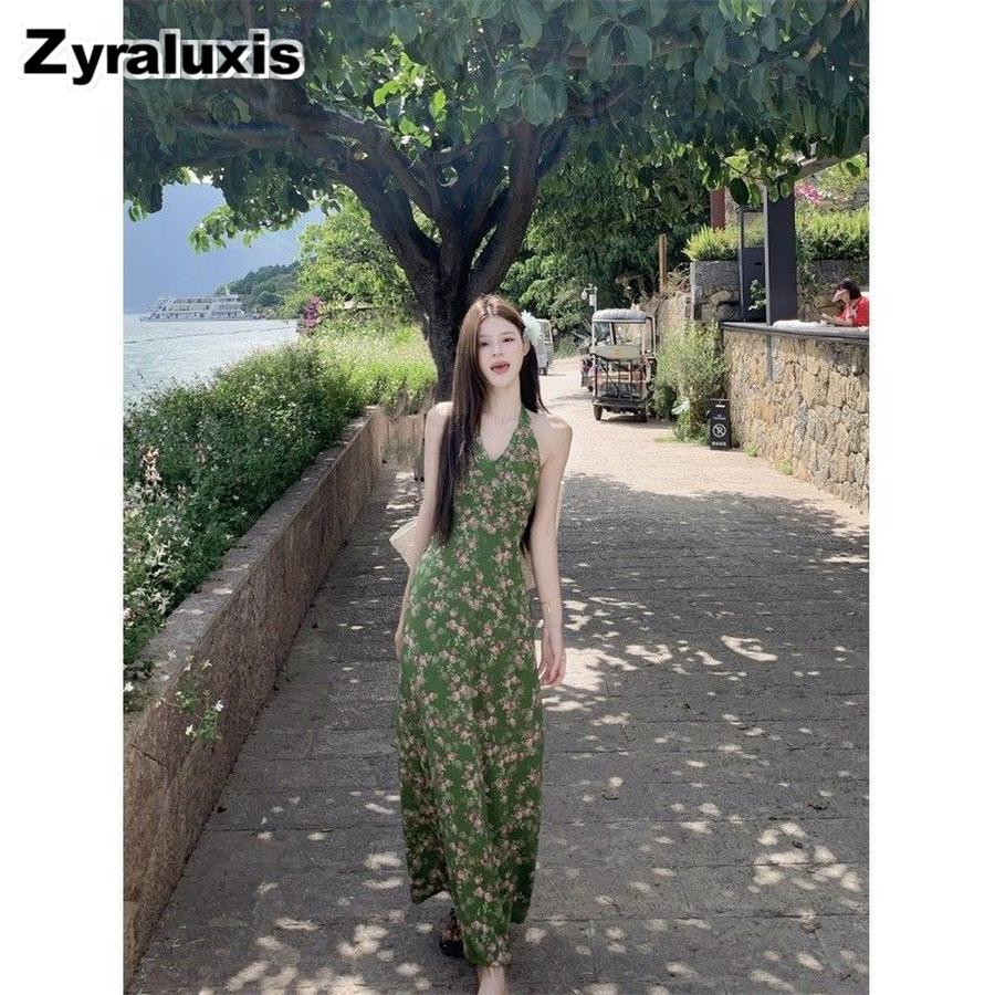 French Style Floral Ruffled Dress for Girls Summer New Arrivals Slim Fit Long Gown