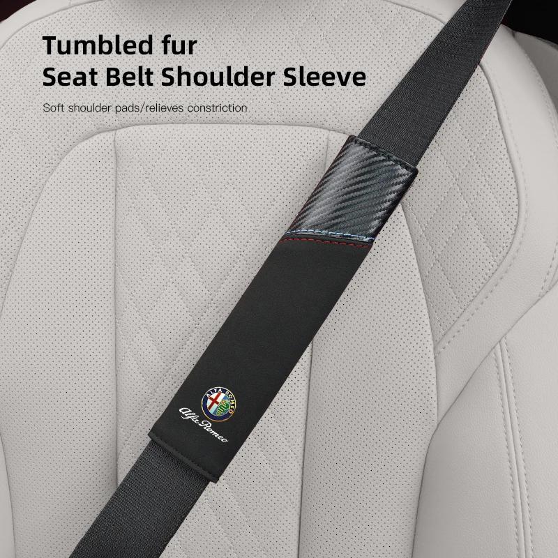 Car Stickers For Alfa Romeo Carbon Fiber Car Seat Belt Shoulder Cover Safety SeatBelt Protection Pad For Alfa Romeo 4C 159 166 S