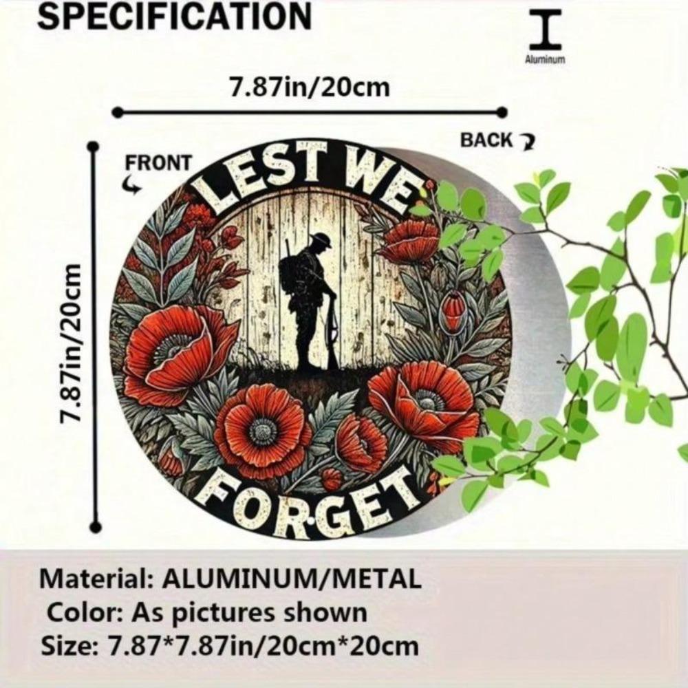 Vintage Poppy Metal Wall Art Rustic Aluminum Round Sign Decor