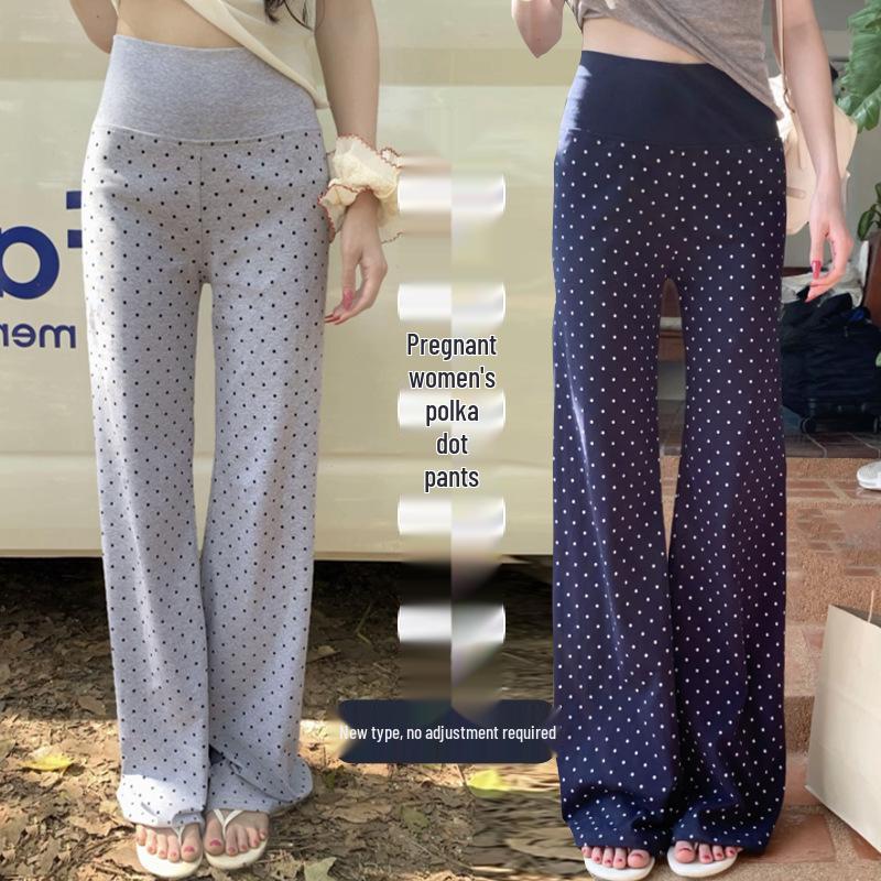 

2026 New Polka Dot Maternity Pants: Spring/Summer Flared, Slim-Fit, Floor-Length Casual Wear 2X Large сірий колір