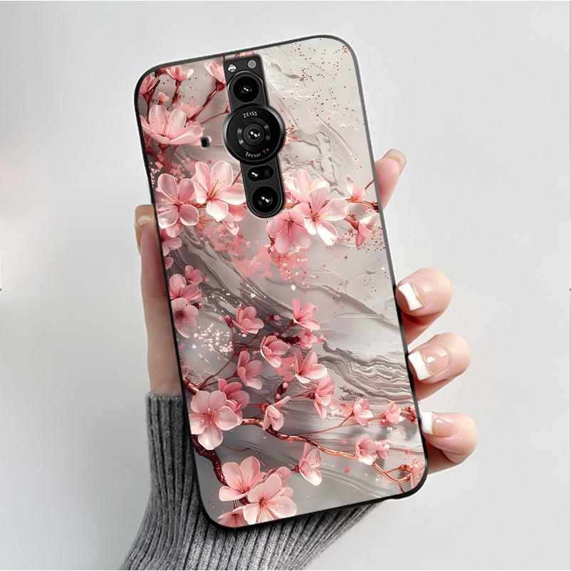 Printing Pattern Case For Sony Xperia Pro-I Fundas Soft Silicone Black Shell Cover Cute Flower Cartoon Casing Capa Coque