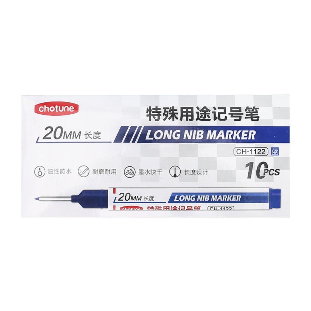 

10 шт. 20 мм маркер с длинным наконечником для деревообработки Водонепроницаемая металлическая перфорационная ручка Маркеры с длинным наконечником синий