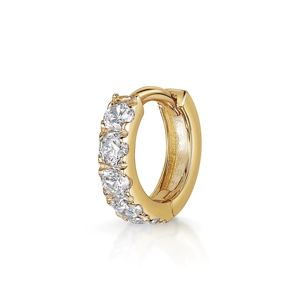 LENNIK 925 Silver Shiny Rhinestone Hoop Earrings For Women Single Cartilage Small Hoop Ear Bone Buckle Piercing Jewelry