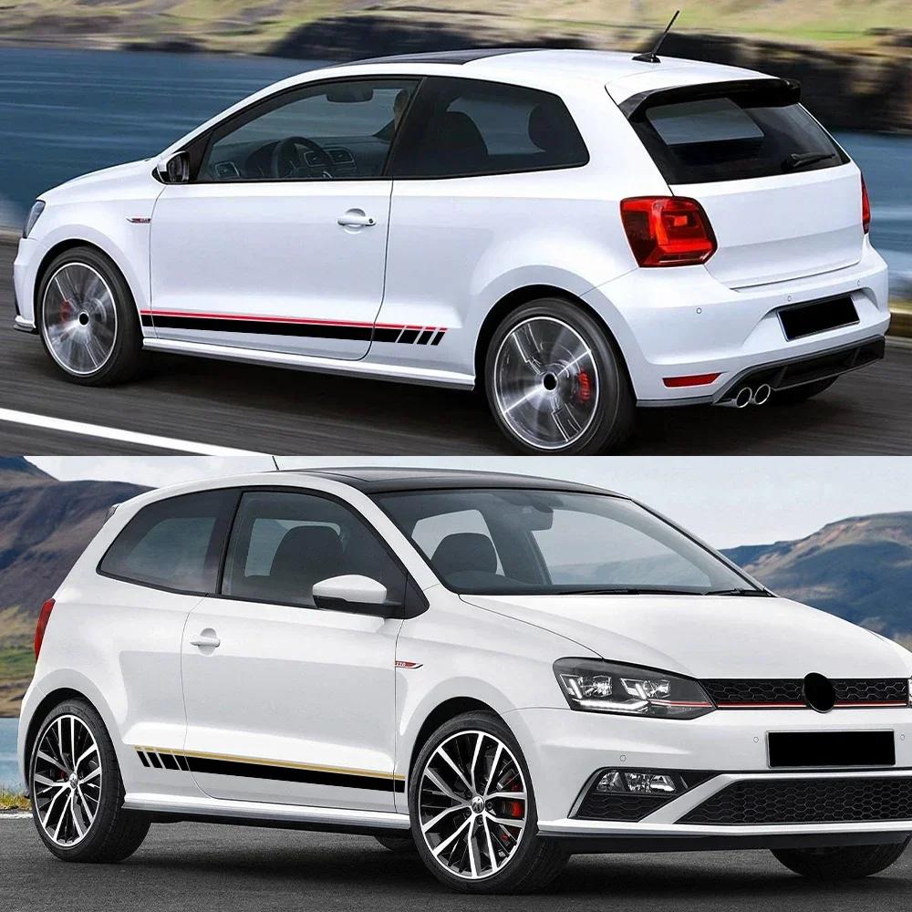 2PCS Car Side Stickers For VW Volkswagen Polo 6R 6C 9N2 9J GTI Auto Modification PVC Racing Style Decals Car Tuning Accessories