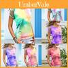 Womens Vibrant Tie-dye Printed Tops Casual Short Sleeve Blouse Perfect For Summer