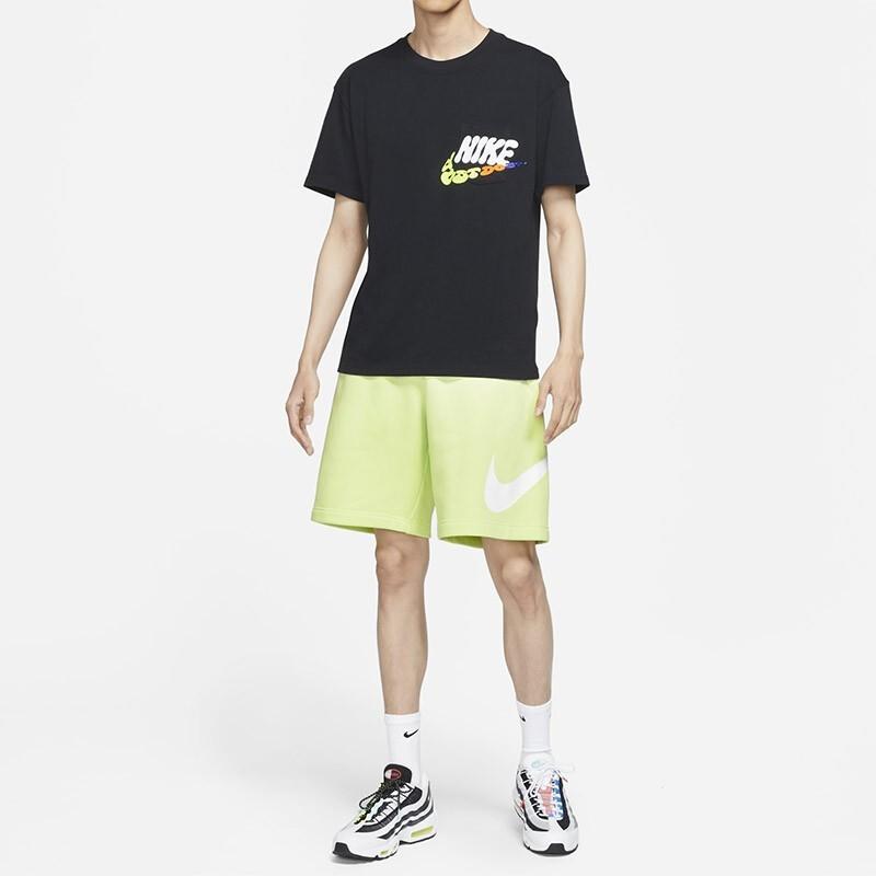 Nike Sportswear Logo Print Round Neck Short Sleeve T-Shirt Men Tops Black DJ1344-010