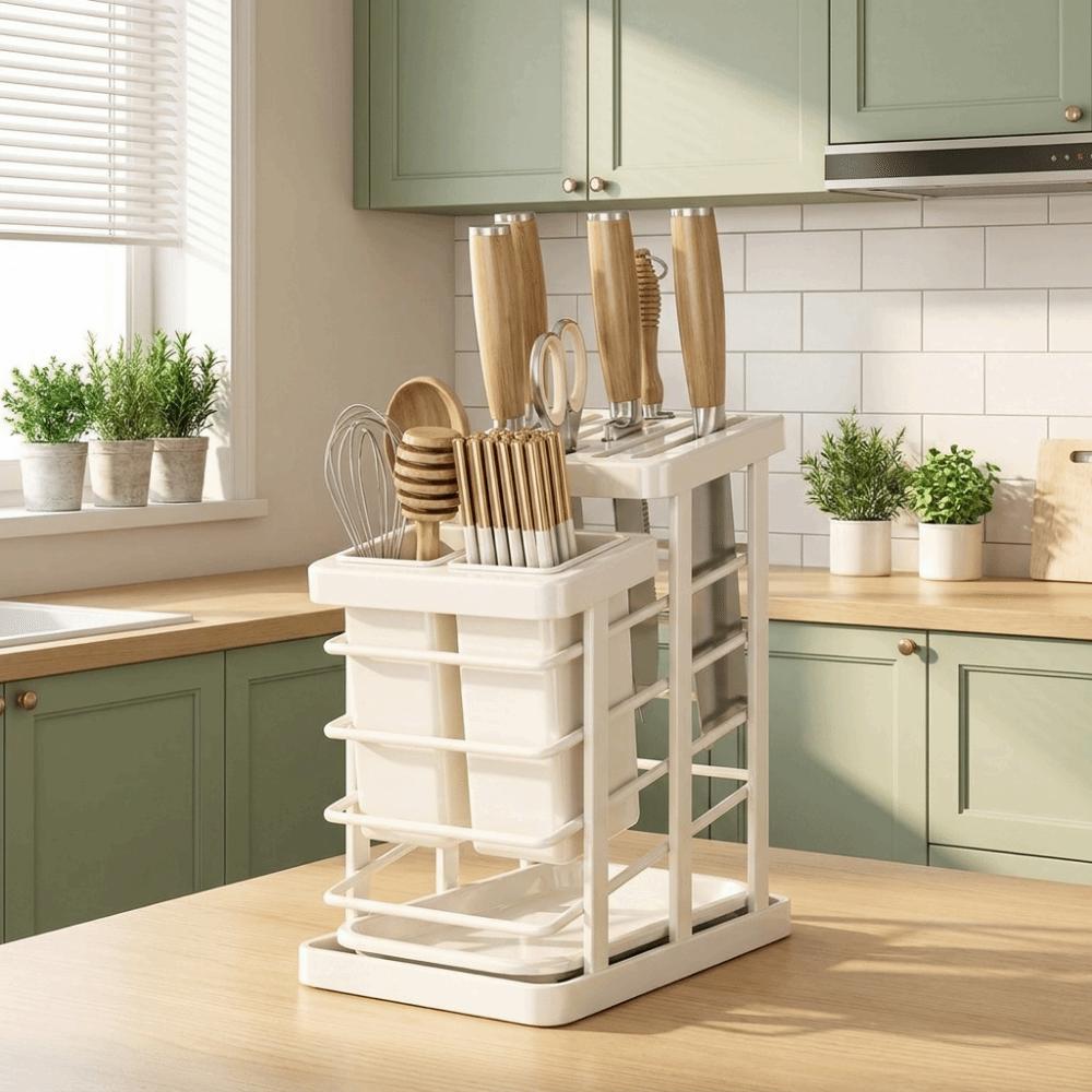Carbon Steel Countertop Cutter Holder Space Saving Chopstick Cage Modern Chopstick Tube Restaurant