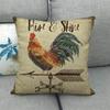 Nordisches Vintage Hahnenmuster Digitaldruck Kurzflor Kissenbezüge für Auto Sofa Büro Kissenbezug Heimartikel