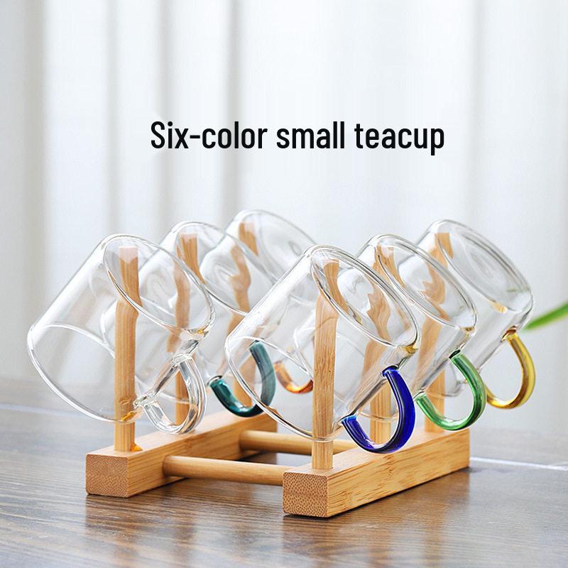 ZISIZ Heat-Resistant Six-Color Glass Teacup Set