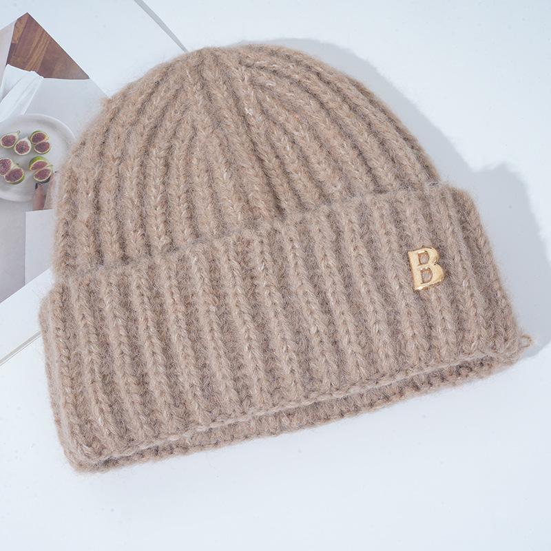 New Hat for Women's Warm Winter Knitted Hat Korean Version of Versatile Big Head Circumference Windproof Ear Protection Wool Hat