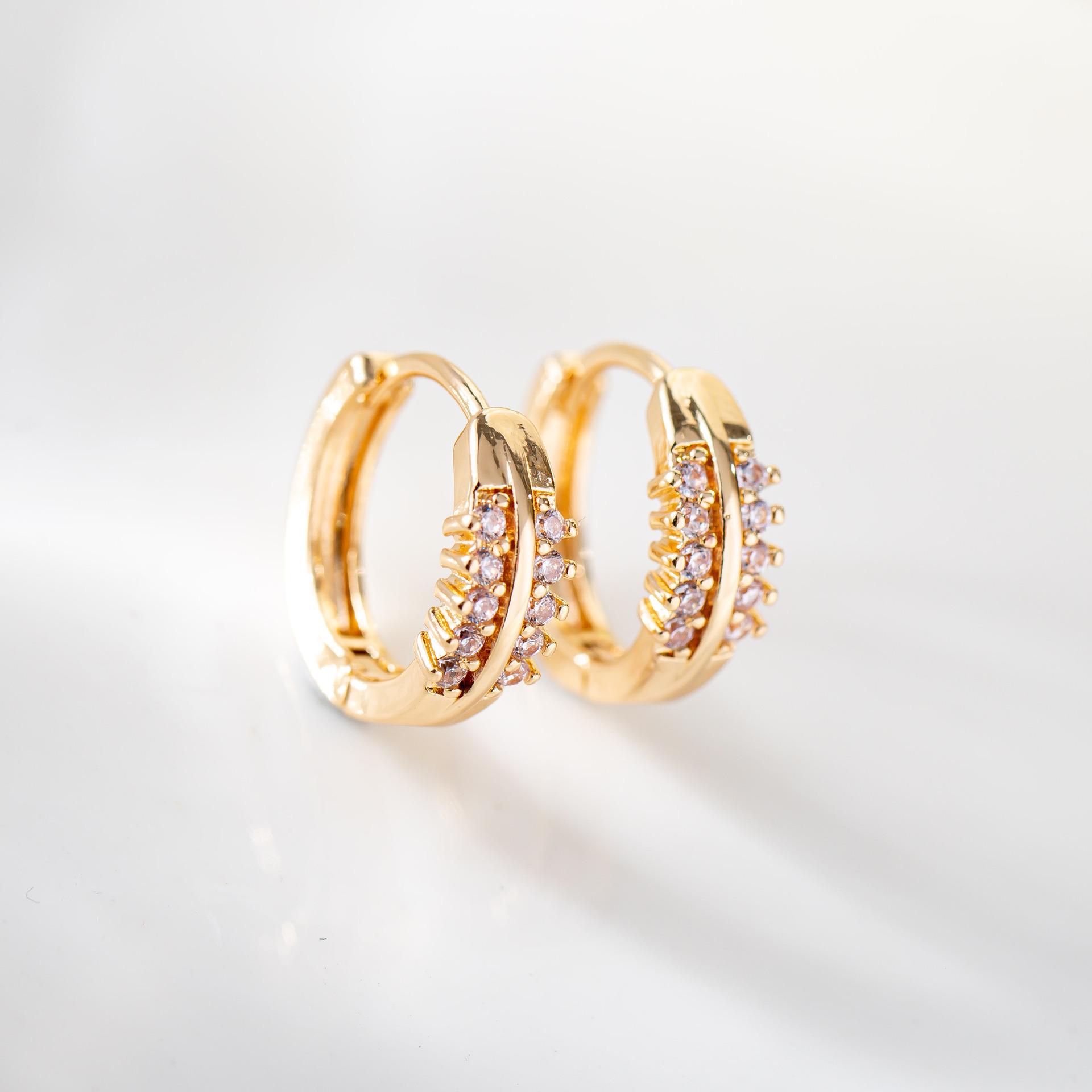 Elegant Coco Style Zircon Earrings - Chic Double Row Design for Versatile Fashion