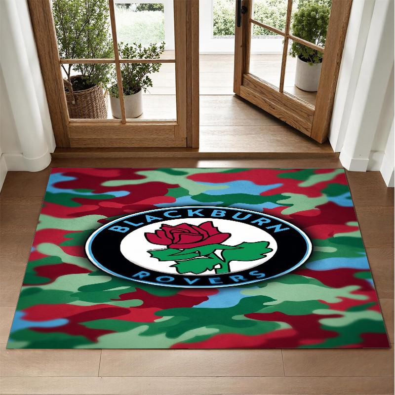 Blackburn Rovers Football Design Crystal Velvet Rug Soft Decorative Mat for Bedroom Entrance