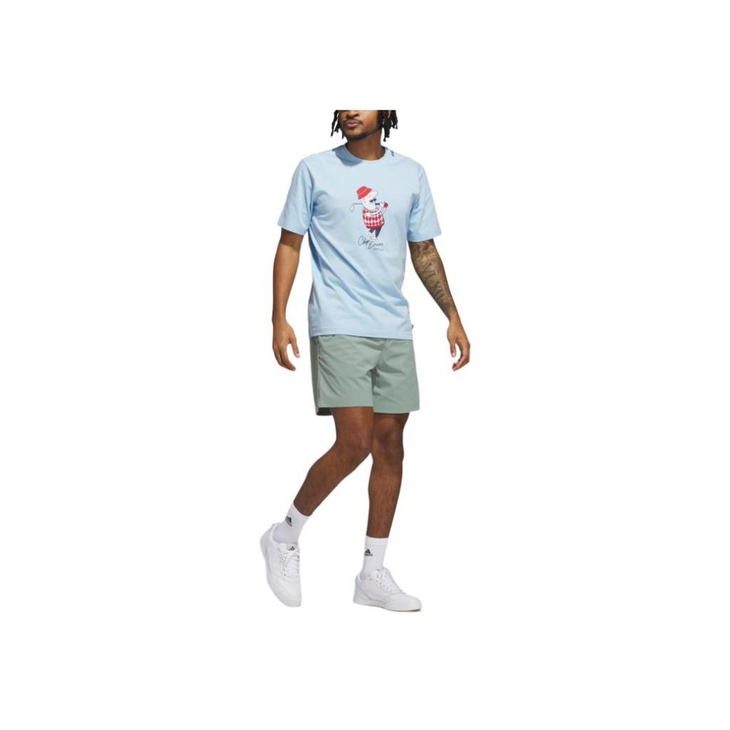 Adidas Golf Classic Chip Graphic Round Neck Cotton Fashion Versatile Breathable Short Sleeve T-Shirt Men Tops Sky-Blue JJ4201