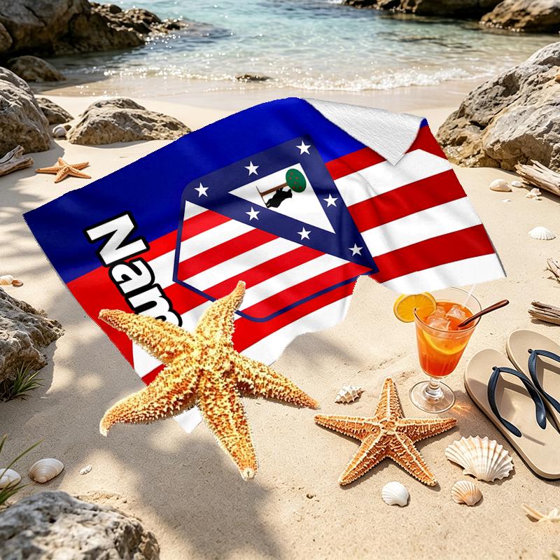 Custom Name Personalized Atletico Madrid Print Beach Towel, for Trip Camping Beach Party Home Decor, Birthday Gift for Family & Friends