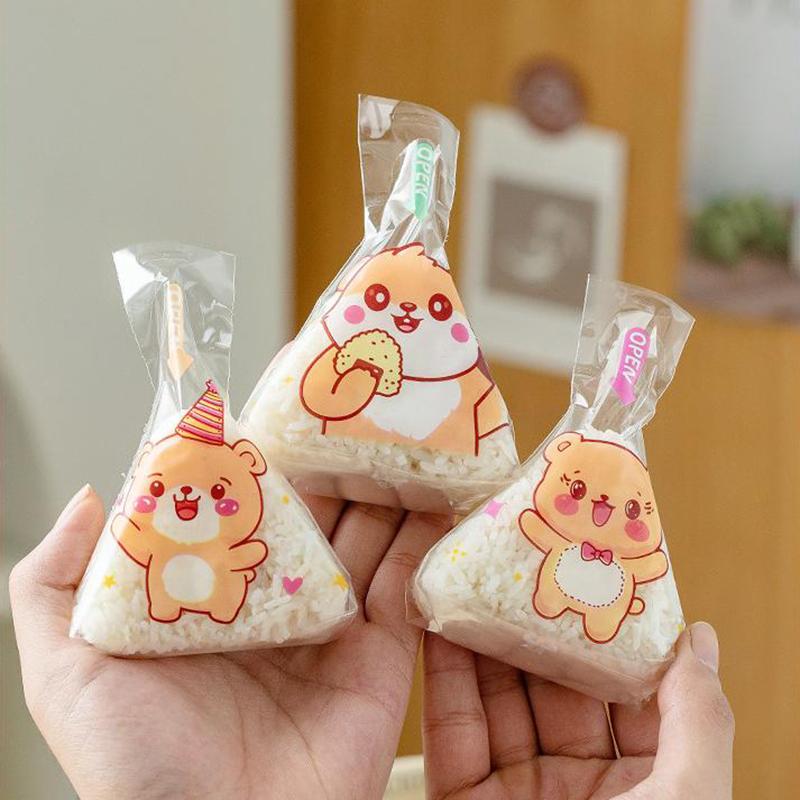 50/100 Stück schöne Cartoon-Dreieck-Reisbällchen-Verpackungsbeutel, Algen, Onigiri, Sushi, Bento, Herstellungsform, Bento-Zubehör, Sushi-Taschen