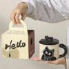 Creative Personality Cat Mug with Lid Souvenir Gift Drinking Water Cup Cute Ceramic Coffee Cup Office Cup