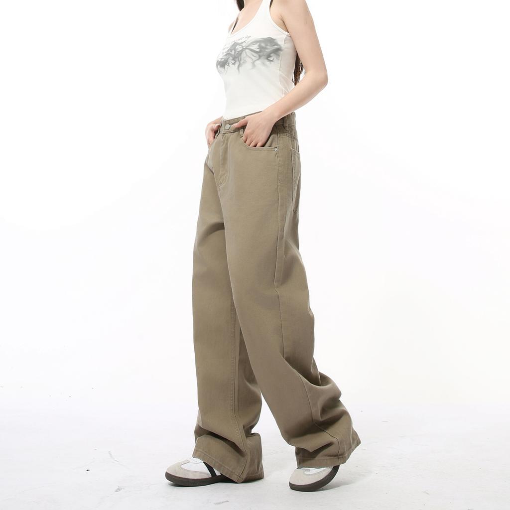 | Neue Herbstprodukte, einfarbige Basic dünne lockere gerade Jeans lässig