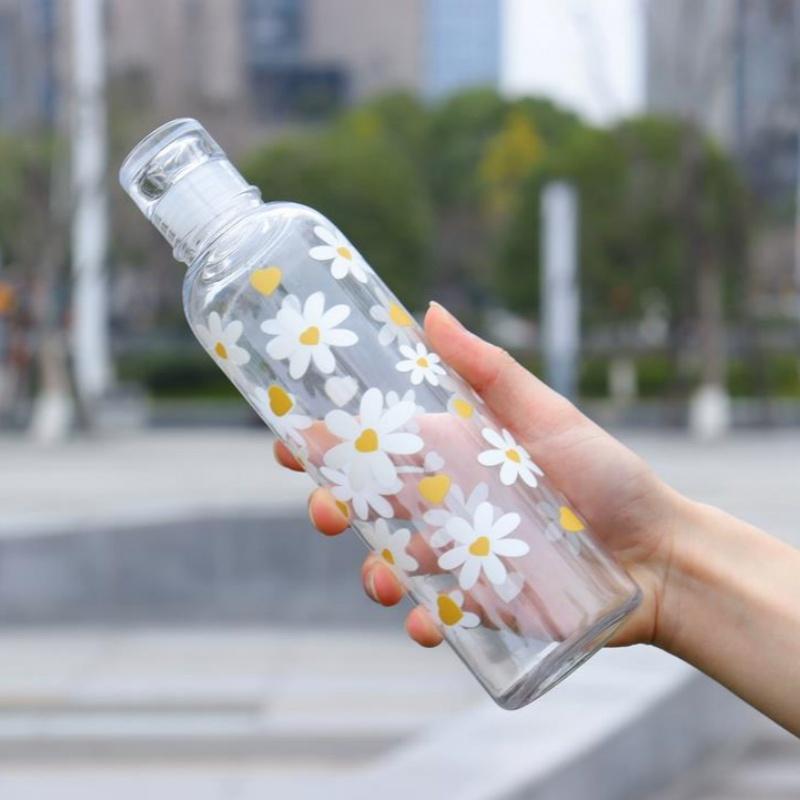 480ML New Simple Print Water Bottle Sports Water Cup Large Capacity Portable Plastic Cups Kids School Water Cup Motivational Cup
