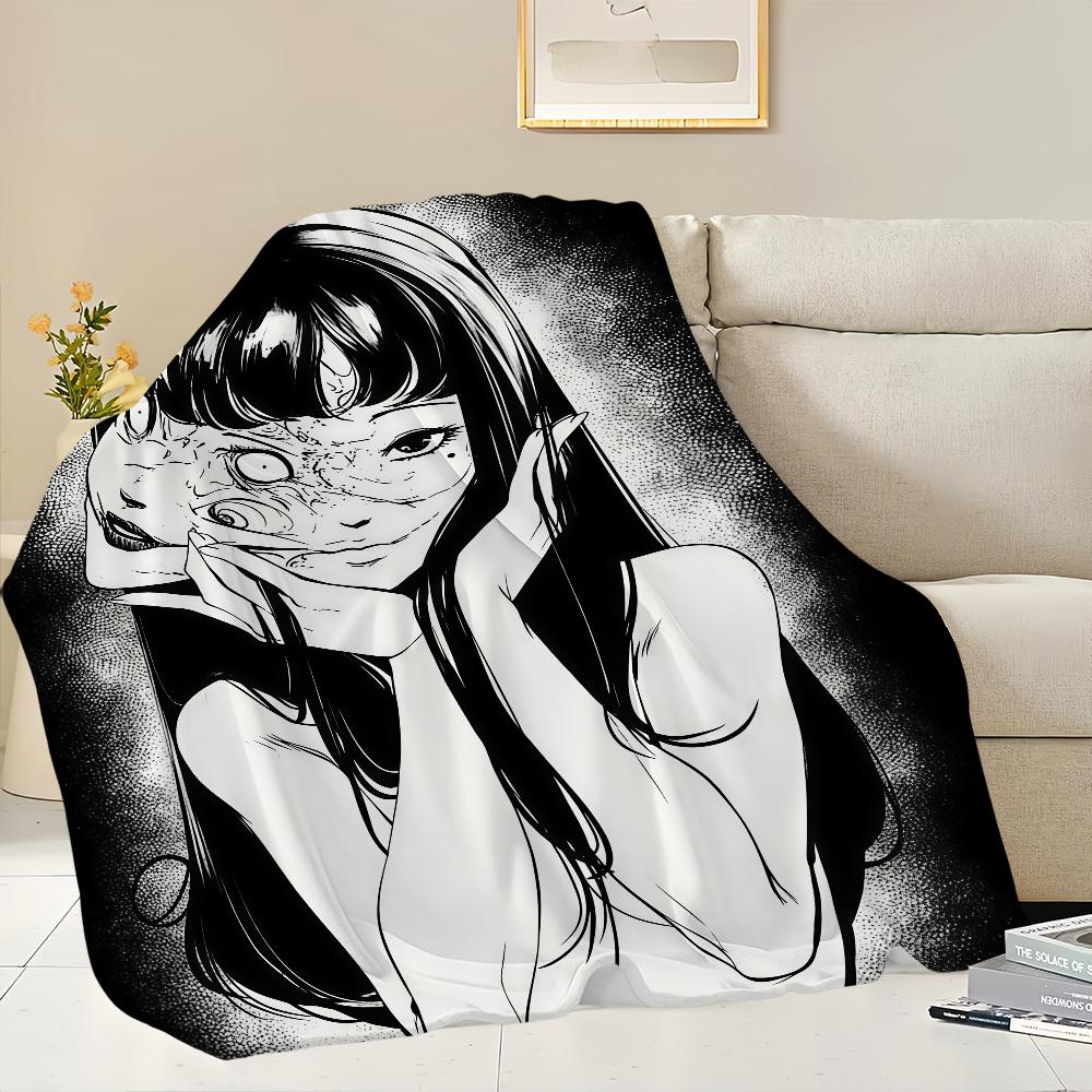 Junji Ito Horror Comic Blanket Flannel Warm Comfort Soft Plush Blanket For Picnic Beds Sofas Homes And Bedrooms