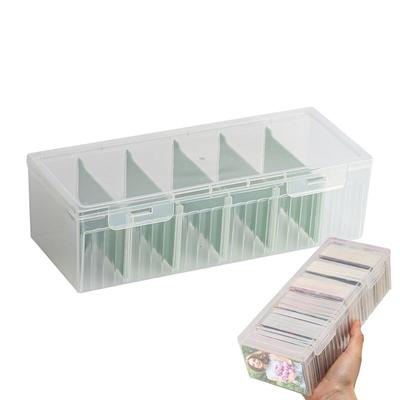 Clear Plastic Compartmentalized Organizer Box  Adjustable Divider  Dustproof Card Organizer with Lid Clutter Collection Box