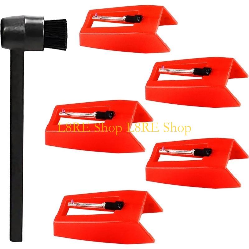 L8RE Record Player Essential Diamond Styluses Needle with Cleaning Brush Plastic Record Player Needle Replacement for Players