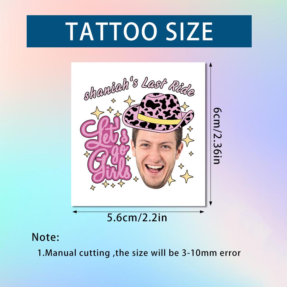 

15pcs Custom Bachelorette Party temporary tattoos Personalized Groom Face Photo and Name Tattoos pink cowboy Party Decorations