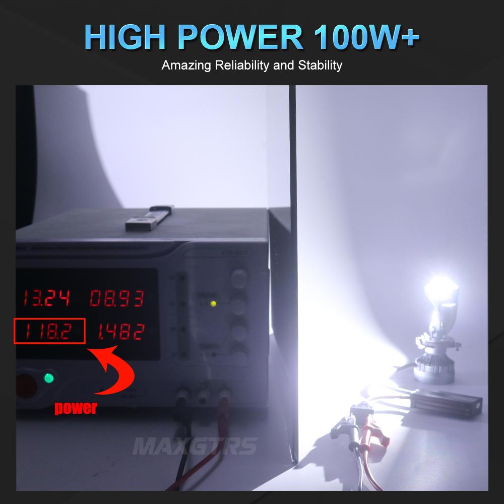 MAXGTRS 200W Auto LED Lens H4 Headlight for Cars High Beam Low Beam Projector Turbo Fan 6000k White Color Lighting
