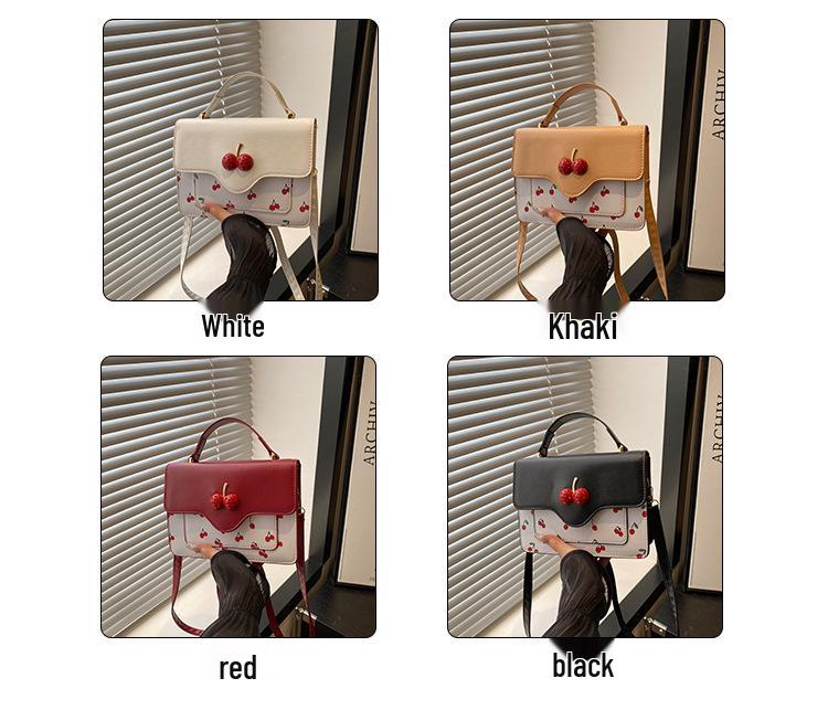 2025 Summer Cherry Print Crossbody Bag for Women - Versatile Square Shoulder Bag