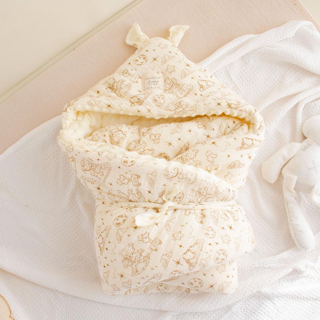 Neugeborenen Baby Tasche Steppdecke Entbindungsstation Doudou Samt Beruhigt Kurze Ohren Kuscheldecke Neugeborenes Baby Warm Wickeltuch