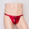 Zip Open Penis Pouch G-String Men Sexy Men Bright Leather T-Back Thong Fetish Underwear Tanga Gay U Convex Pouch Underpants