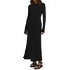 Women's Long Sleeve Ribbed Knitted Maxi Dress Crew Neck Bodycon Sweater Dress Elastic Slim Tie Waist Pencil Long Dress