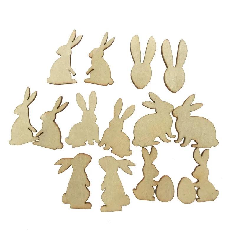 

50pcs Easter Bunny Chips Wood Slices Home Decor for Crafts Wood Bunny Slice Easter Cutouts Wood Cutouts Wooden Slices Handmade 30MM