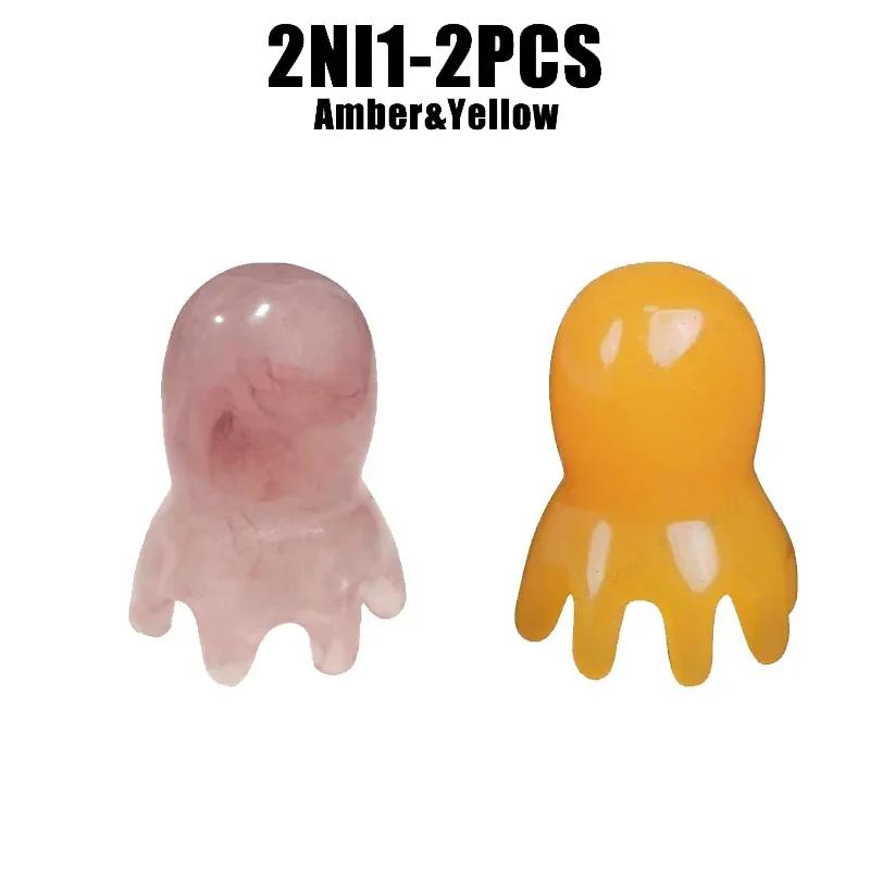 Resin Octopus Massage Comb Head Meridian Scraping Scalp Massage Brush Acupuncture SPA Gua Sha Massage Comb Fatigue Relief Massag