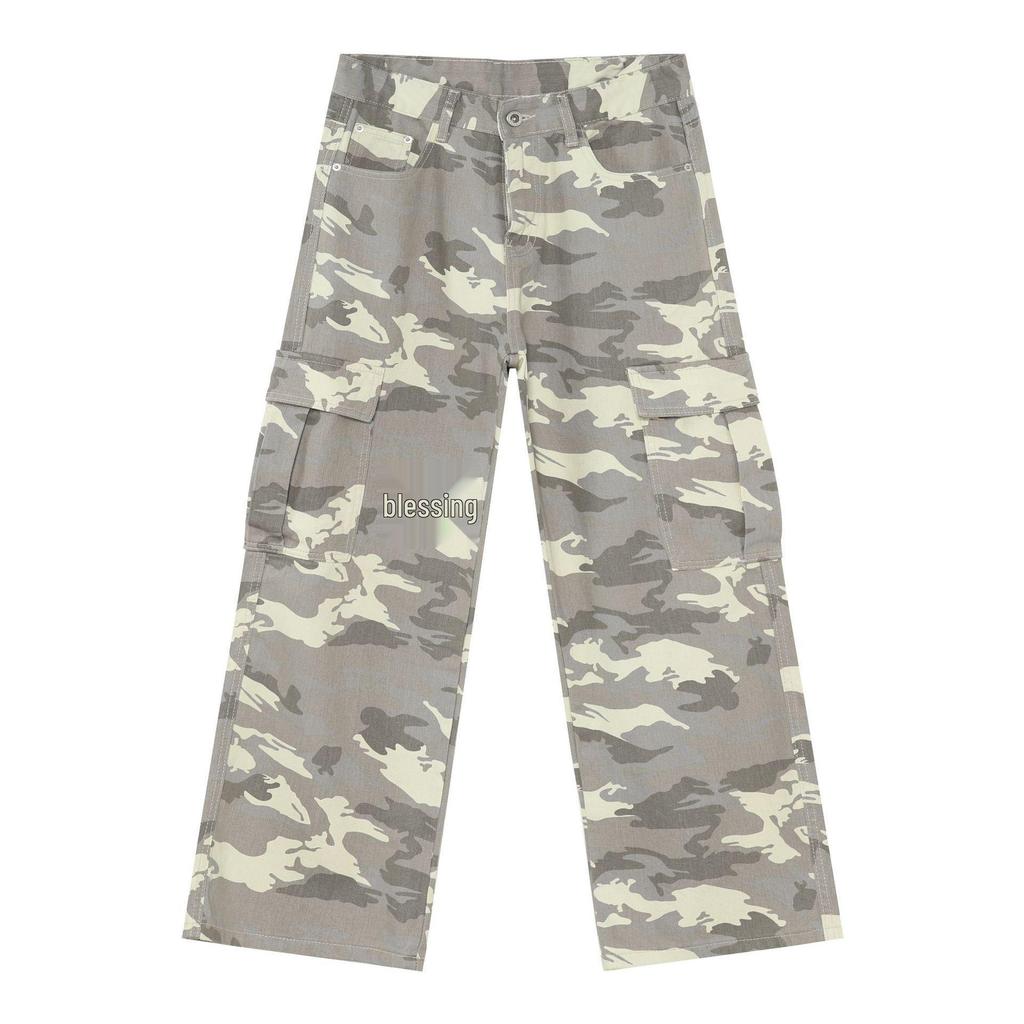 Nirben American Vibe Retro Camouflage Heren Wijde Werkjeans