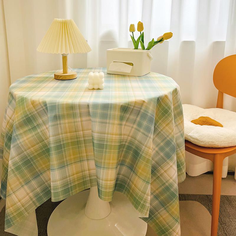Plaid Tablecloth Girl Heart Round Table Tablecloth Dustproof Dining Table Cloth Coffee Table Mat Spread Cloth