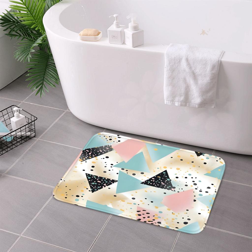 1PC PastelGeometric Fusion Kitchen Rug Non-Slip Door Mat Pop design Bathroom Rug Bath Mat Carpet for Home Sink Laundry Decor