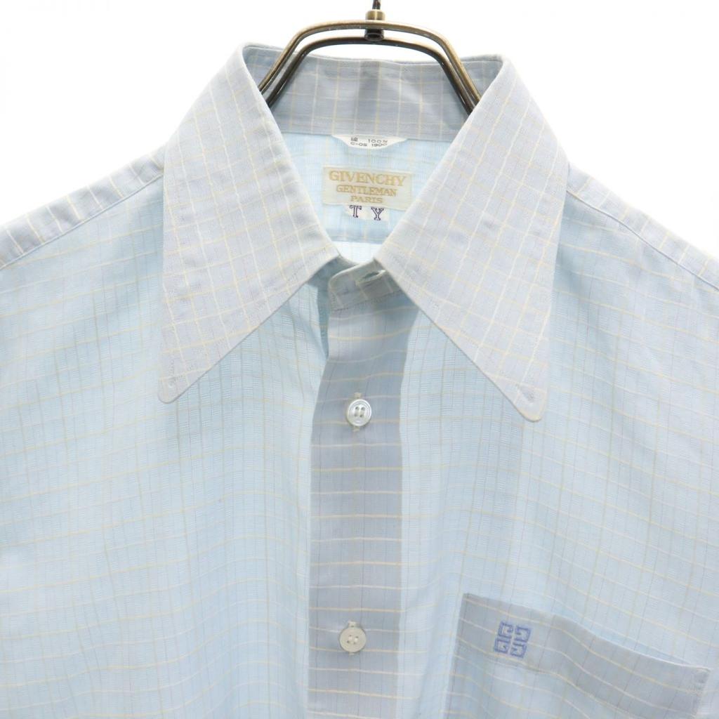 GIVENCHY gentleman Check Pattern Long sleeve shirt Blue GENTLEMAN PARIS Men's Used