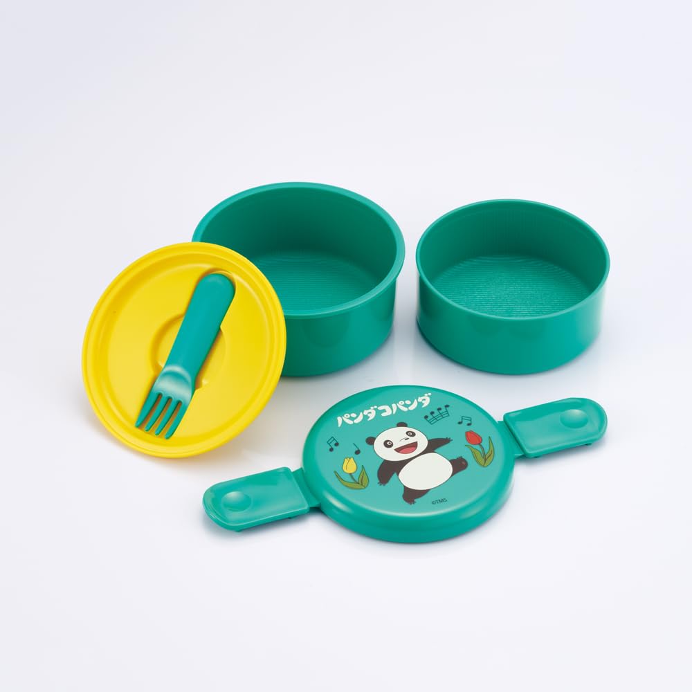 Skater Bento with for Rice Made in Microwave Panda Kopanda Box, Antibacterial, 2-Tier, Round, Fork, 500ml, Balls, Japan, Safe, Design, ONWR1AG-A