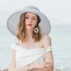 Nuevo Sombrero de Paja Redondo Grande Estilo Retro Sombreros de Sol para Mujer Visera para Viajes y Vacaciones Sombrero de Playa Vintage para Mujer Blanco y Negro