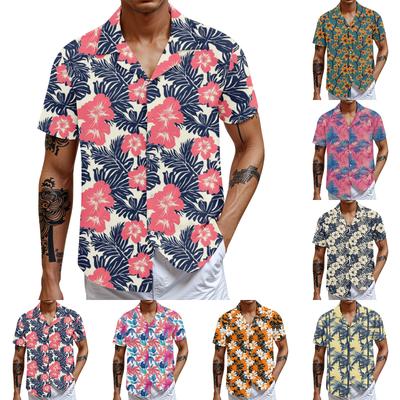 Men'S Casual Loose Short Sleeved Shirt Fashion Printed Shirt Top