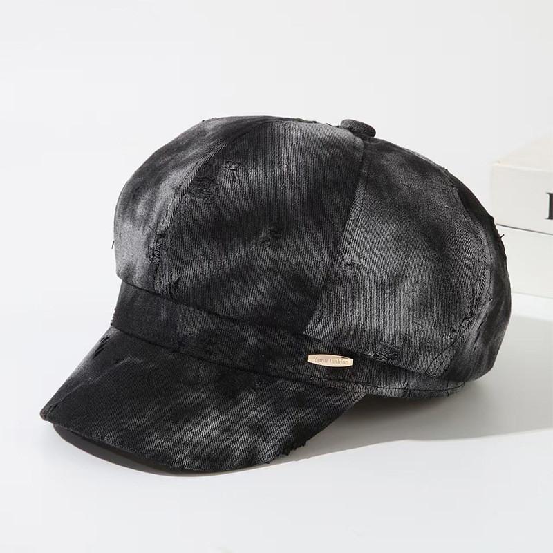 Ripped Fashion Design Women Casual Denim Beret For Fall And Winter Use Daily