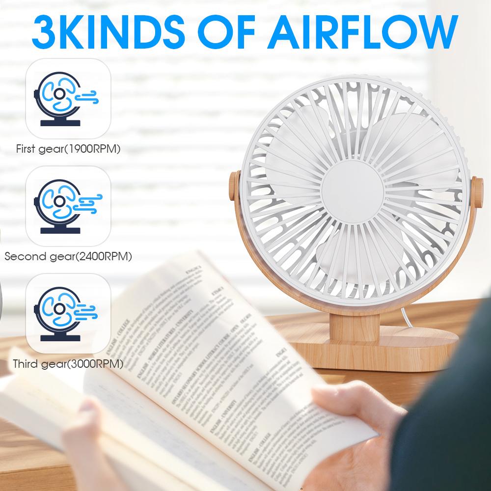 6.5 Inch USB Small Desk Fan 3 Speeds Quiet Portable Desktop Table Fan 360° Adjustment Mini Fan for Home Office Car Outdoor