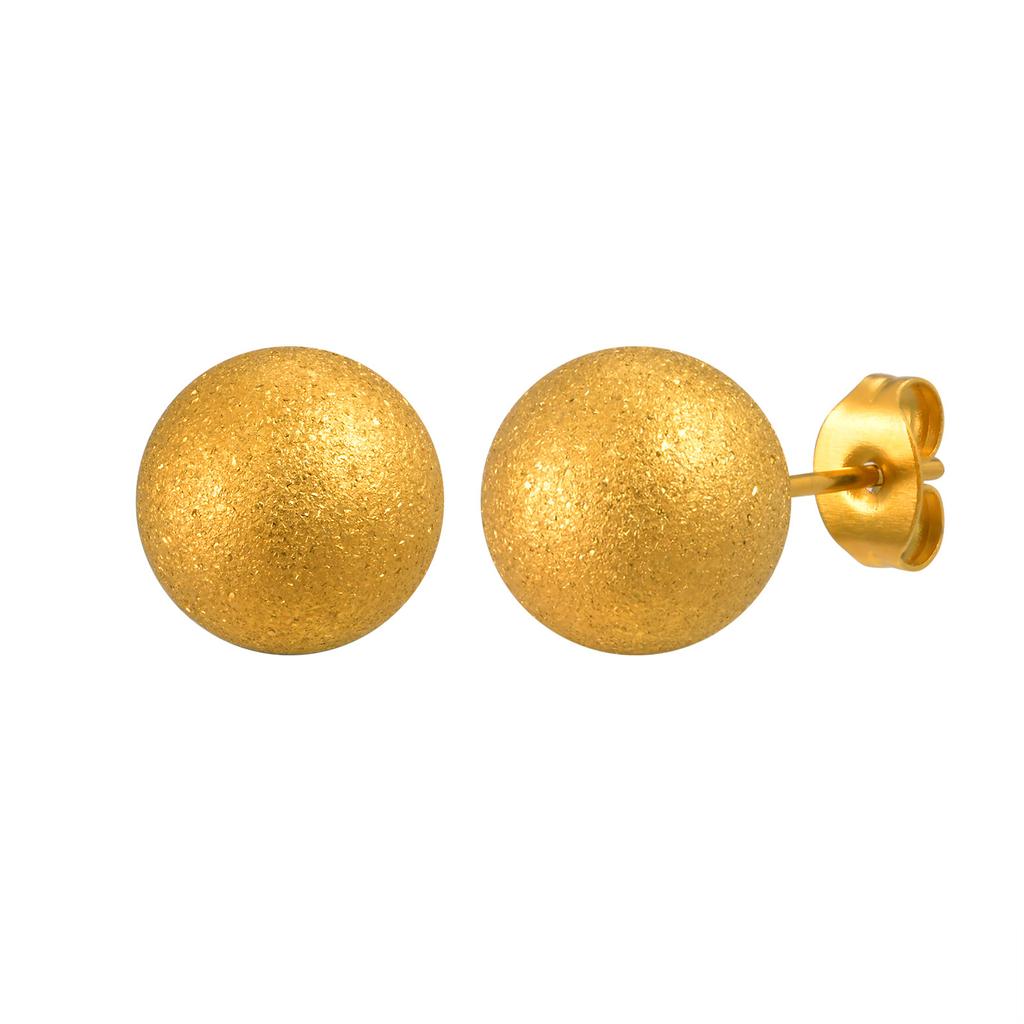 Matte Round Beads Ball Stud Earrings for Women, Stainless Steel Piercing Jewelry Hypoallergenic 6mm/8mm/10mm