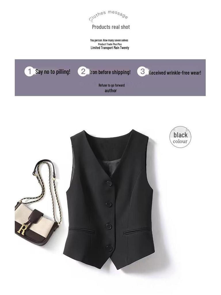 Women's Grey Slim Fit Suit Vest – Short Camisole Gilet for Spring/Autumn 2025