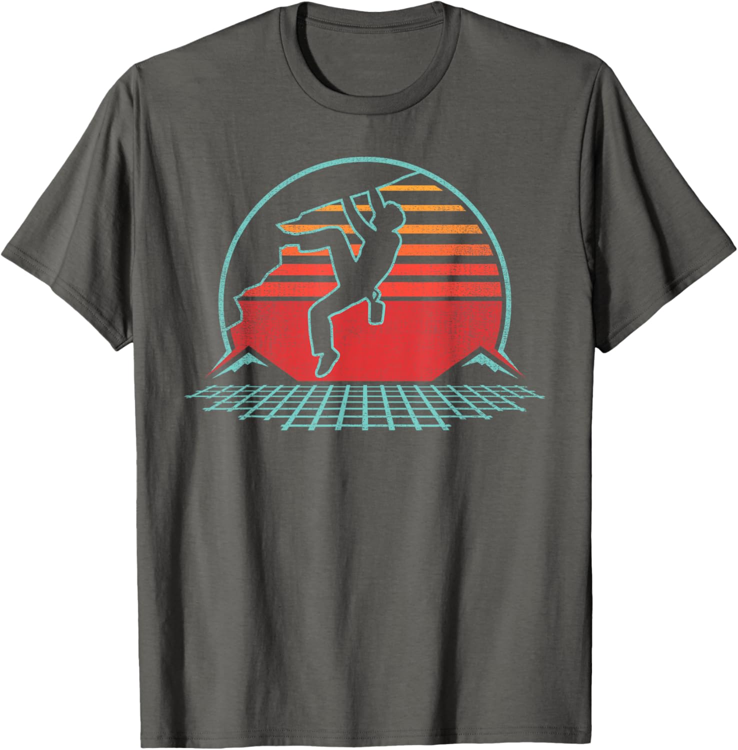 Rock Climbing Retro 80s Sunset Bouldering Graphic TShirt Breathable Short Sleeve Tee S