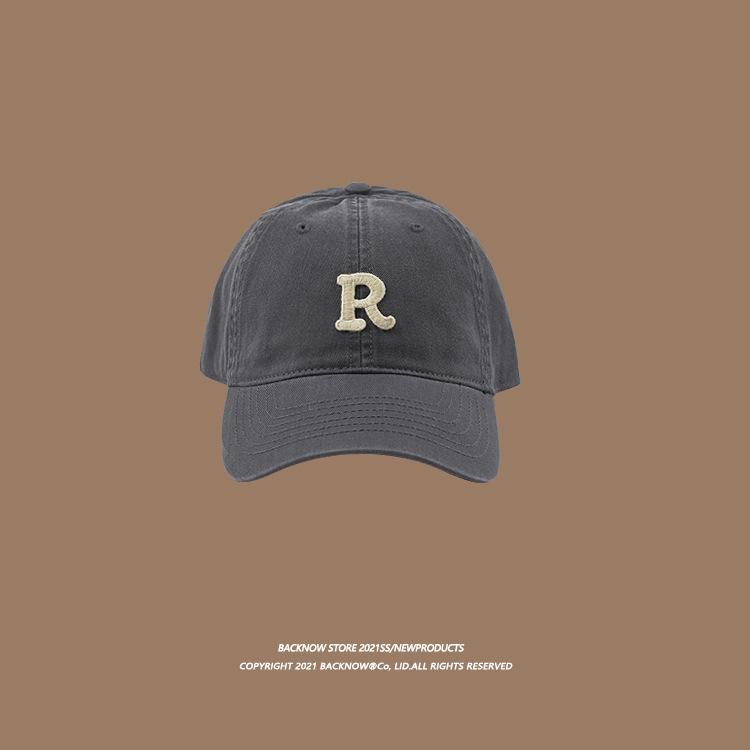 Vintage "R" Letter Embroidery Baseball Cap, Adjustable Cotton Dad Hat for Men & Women