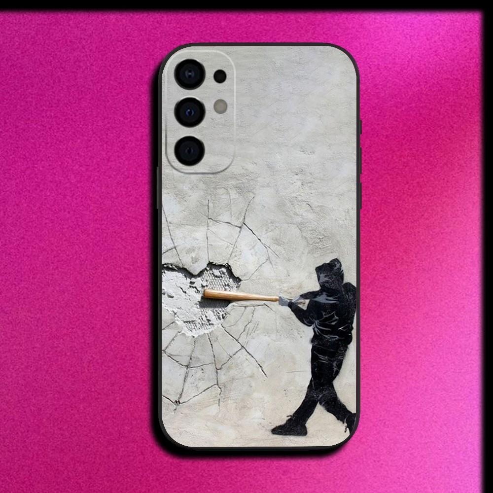 Street Art Banksy Graffiti Phone Case For Samsung S25,S24,S21,S22,S23,S30,Ultra,S20,Plus,Fe,Lite,Note,10,9,5G Black Cover