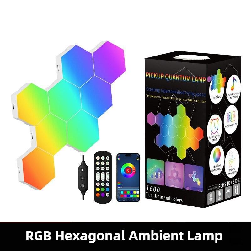

Bedroom Decoration LED Honeycomb Light RGB Hexagonal Quantum Lamp E-Sports Tantasy Atmosphere Lamp 3 PCS Set