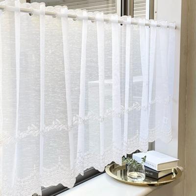 Cortina de Café INTERIX Verbena Branca para Pequena Bordada 165cm Largura x 45cm Feita em Janelas, Renda, Longa, Japão, CF1-165-45