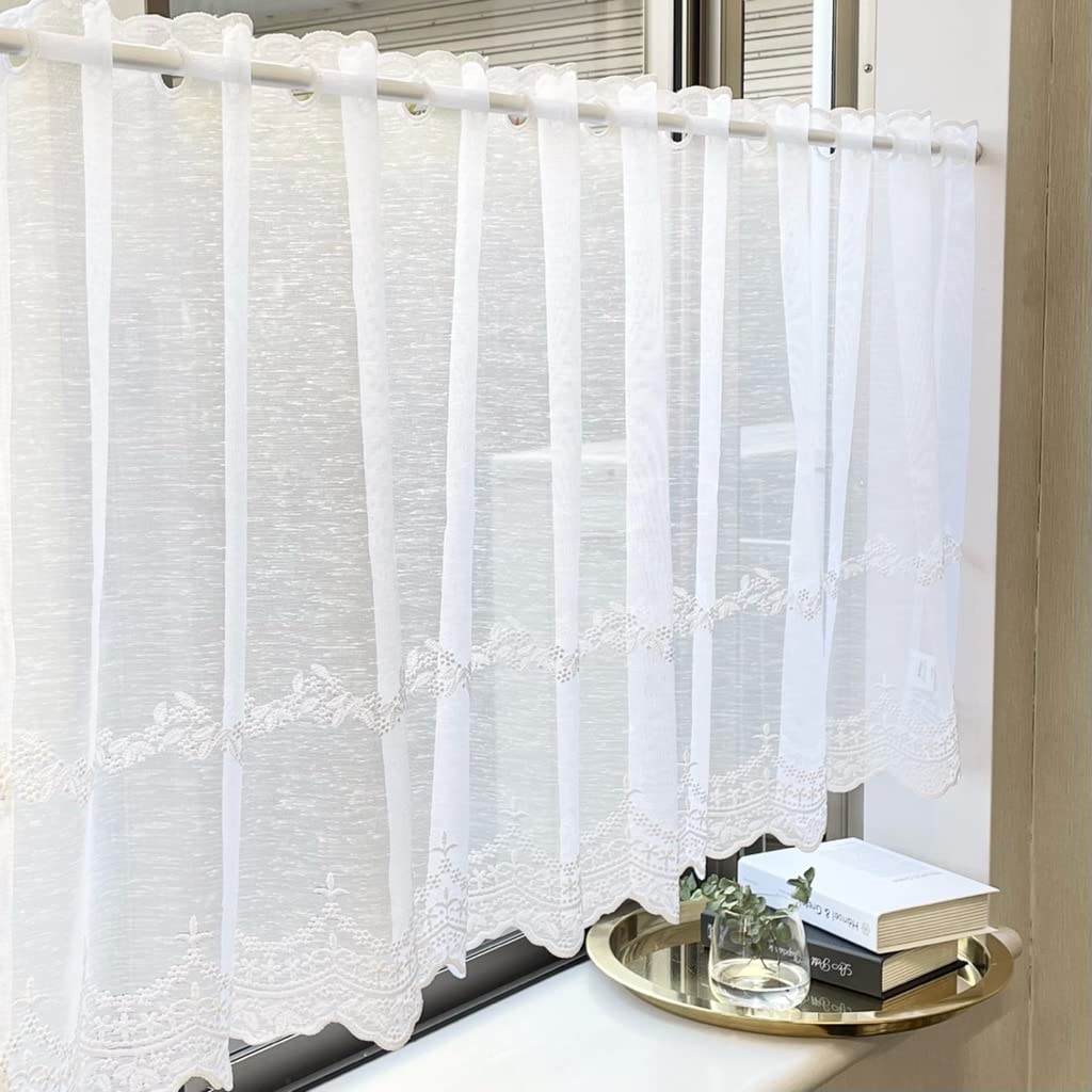 

INTERIX Verbena Белый Кафе-занавеска для маленького Вышитая 165 см Шириной x 60 см Сделано из Окна, Кружево, Длинный, Япония, CF1-165-60 белый